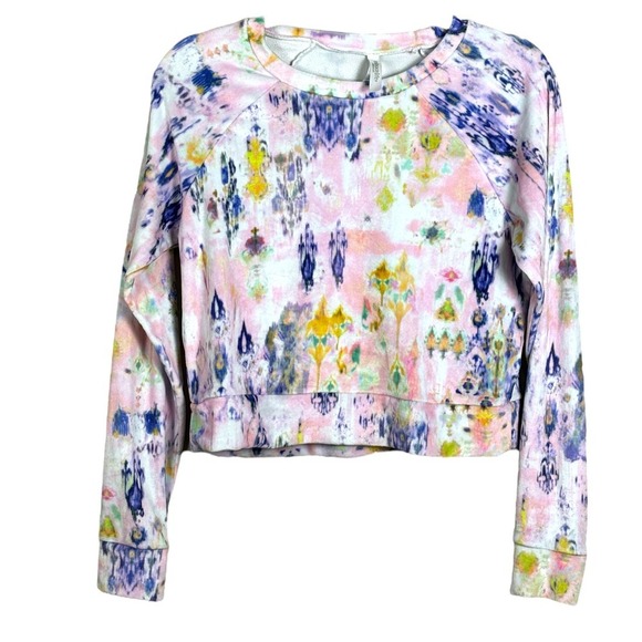 Embrace Life Athleisure Multicolor Cropped Long Sleeve Velour Top Size Small - Picture 1 of 4